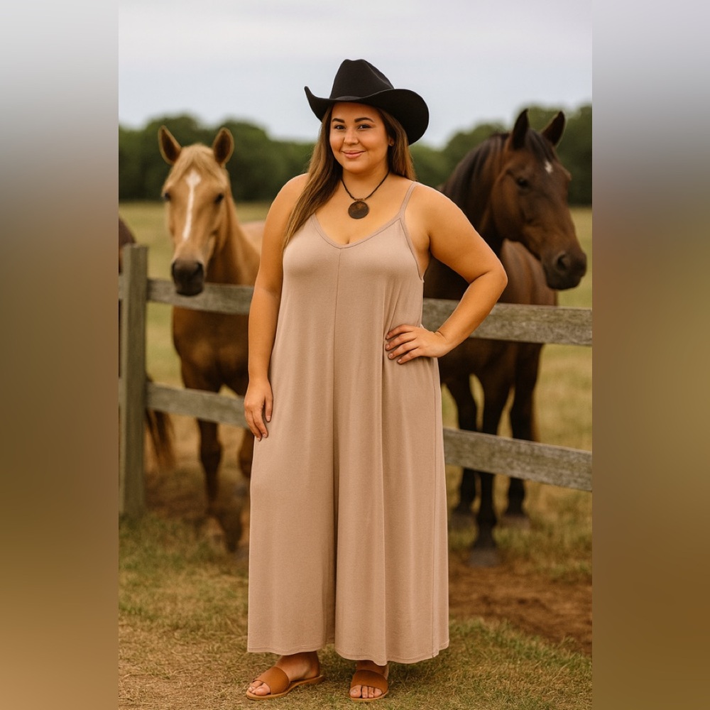 V- Neck Maxi Cami Mocha Maxi Plus Size Various - Picture 2 of 9